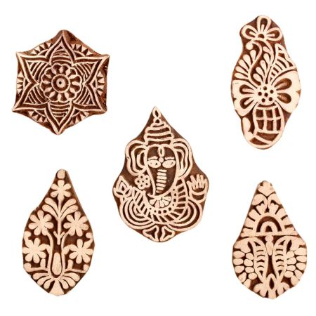 Set of 5 Piece New Mix Wooden Printing Block